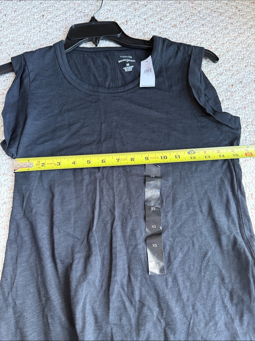 Banana Republic Black Sleeveless Tank Top Malibu tee shirt roll sleeve slub - Picture 5 of 8